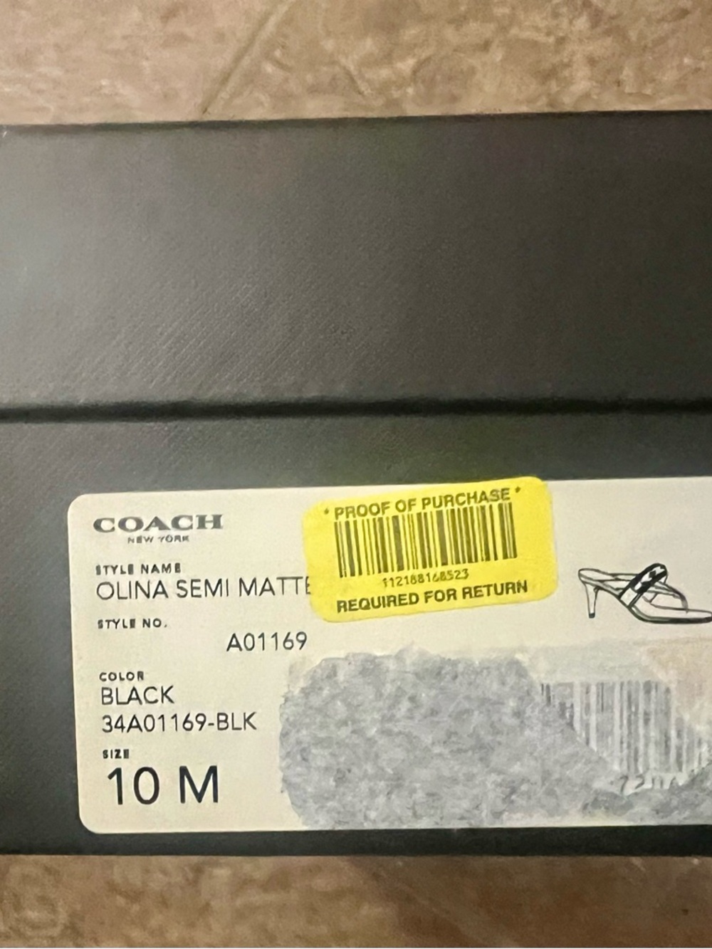Coach Black Leather Thong Sandals with Silver Logo Accent - Picture 5 of 5